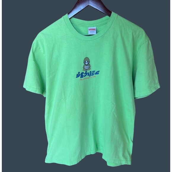 Supreme Green Alien Hacker T-Shirt Large 100% Cotton Made In USA Graphic Short-S - Picture 7 of 8